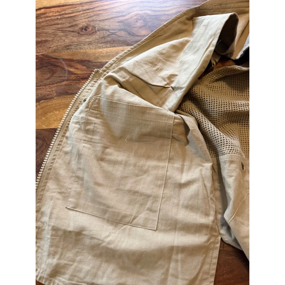 Humvee Mens Safari Photo Vest Khaki Cotton Utility Fishing Multi-Pocket Size M